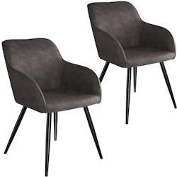 Tectake 2 Chaises Marilyn tissu - gris foncé-noir -404078 - gris plastique 404078_0