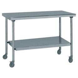 Tournus Equipement Table inox centrale sur roues avec étagère inférieure fixe longueur 1200 mm Tournus - 464972 - plastique 464972_0