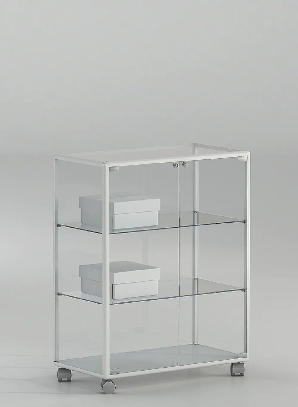 Vitrine desserte sur roulettes 71-bpva - blanc poli_0
