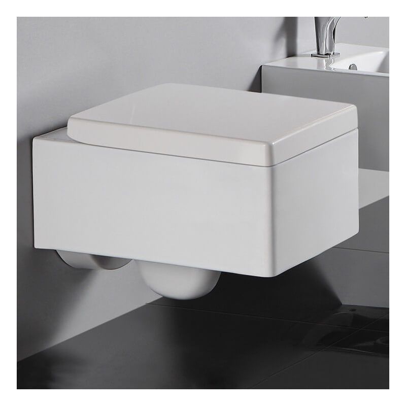 WC à Poser Monobloc RUE DU BAIN - Lave-Mains Intégré - Céramique Blanc - 39x68cm