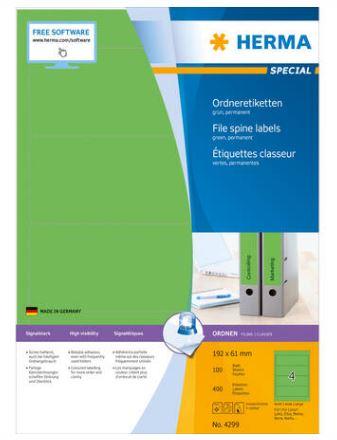 Étiquette classeur a4, 192 x 61 mm, vertes - 4299_0