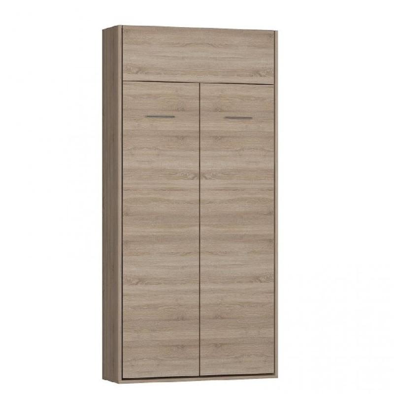 Armoire lit escamotable Dynamo - Chêne naturel - Ouverture assistée - Couchage 90x200 cm - Sommier à lattes_0