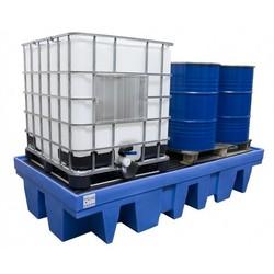 Bac de rétention en polyéthylène 1140L - 2 cuves 1000L ou 8 fûts debout - caillebotis amovible_0