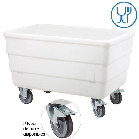Bac rotomoulé autoporteur - roues inox Ø 120 mm - PEHD alimentaire - température -40°C à +90°C_0