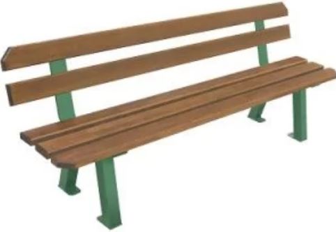 Banc public Seattle - bois traité - longueur 195 cm - piétement double en acier_0