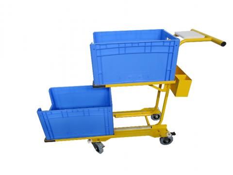 Chariot porte bac - adap-table - 100 kg - 2 plateaux, casier de rangement, couleurs personnalisées_0