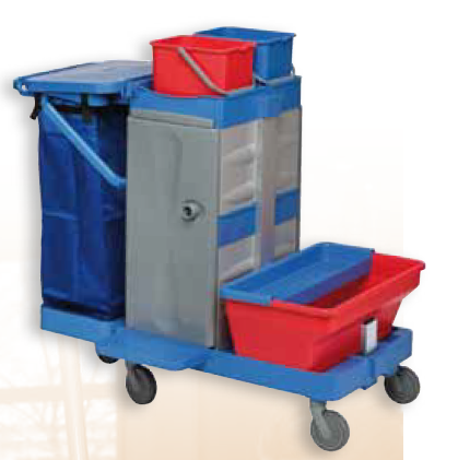 Chariot complet de nettoyage Procleaner Star 2 - Structure en polypropylène et aluminium - 2 seaux 15L, 4 seaux 6L, support sac 120L_0