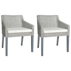 Décoshop26 - Lot de 2 chaises de salle à manger avec coussins crème cadre en rotin naturel gris DEC025467 - gris 3000255260638_0
