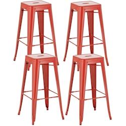 Décoshop26 - Lot de 4 tabourets de bar style industriel avec repose-pieds en métal rouge TDB10288 - 3000664369601_0