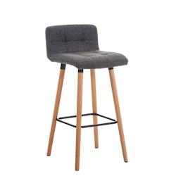Décoshop26 - Tabouret de bar en tissu gris clair coutures décoratives pieds en bois avec repose-pieds 10_0000047 - gris 3000885069601_0
