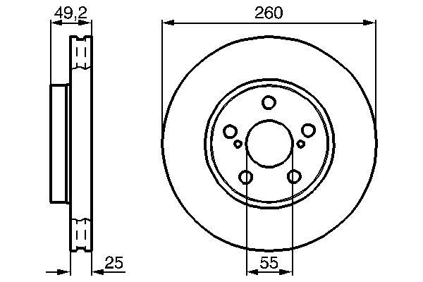 Disque de frein ventilé Bosch 0986478451 - boîte de 2, montage avant, 5 trous_0