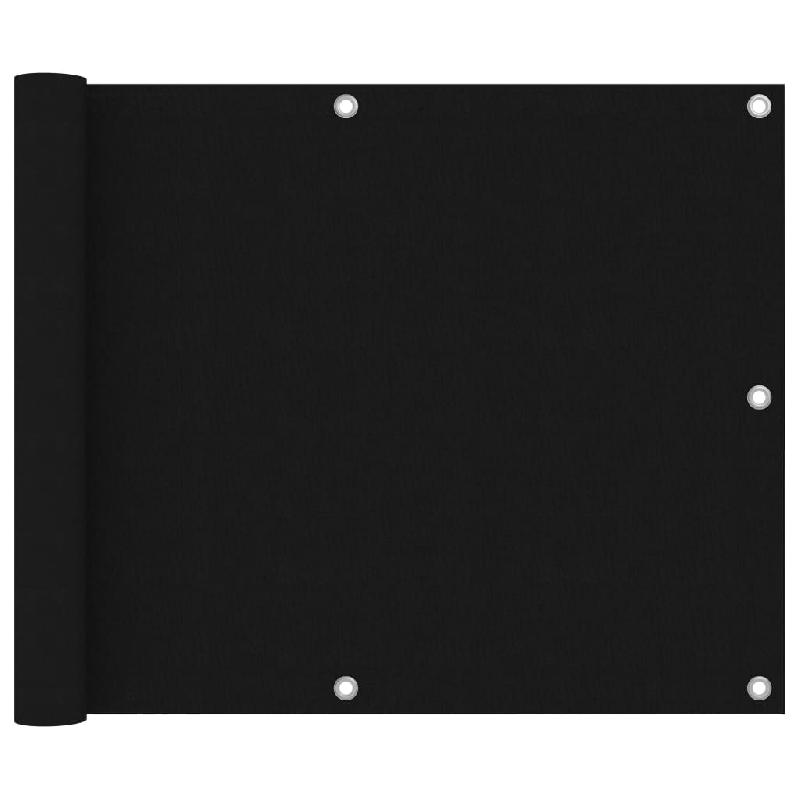 Écran de balcon imperméable 75 x 400 cm - tissu Oxford noir avec œillets en aluminium et corde incluse_0