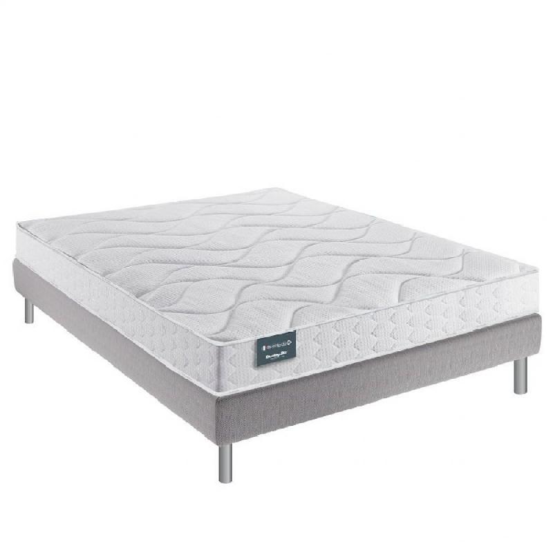Ensemble Dunlopillo EUGEN 160x200 cm - Matelas 18 cm Aérial 2.0®, sommier déco gris et jeu de 4 pieds_0