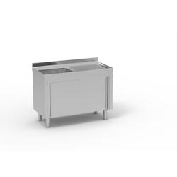 ERATOS Meuble plonge série 600 - AISI-304 18/10 - 1200x600x850 mm - 1 cuve 500x400x250 mm et égouttoir à droite - FMM-126/11D - acier inoxydable_0