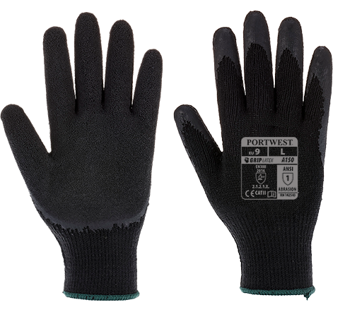 Gant tricoté enduit latex noir - modèle classique A150, XL - Certifié CE, jauge 10, travaux d'assemblage_0