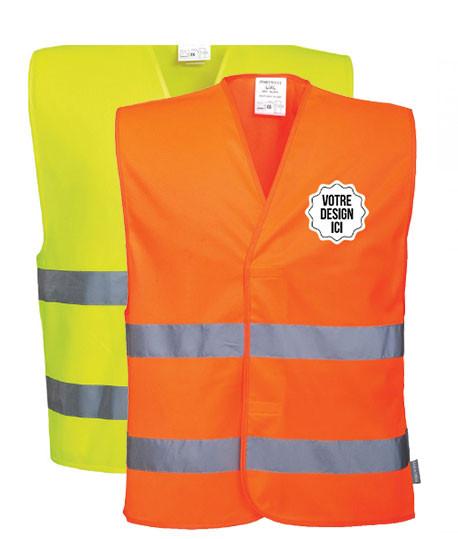 Gilet haute visibilité Basics personnalisable, Coloris et Taille : Jaune Fluo S/M, Sérigraphie : Coeur_0