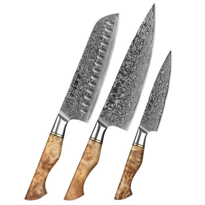 Hezhen - Set de couteaux Damas 3 pièces - B30 Master series - multicolore multi-matériau B30-A3_0