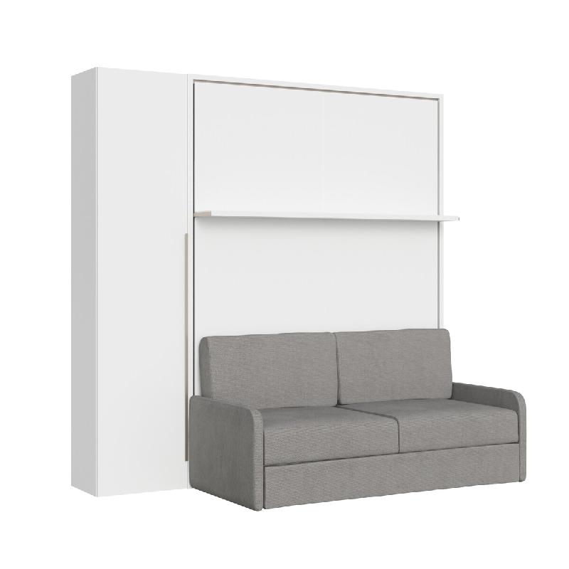 Itamoby Versia Sofà 160 Lit Double Escamotable Vertical Avec Canapé, Étagère Et Armoire 1 Porte Gauche Blanc - blanc 8050598908952_0