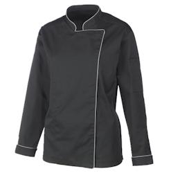 METRO Professional Veste de cuisine, polyester / coton, avec manches longues, pour femmes, taille M, noir / gris - M noir polyester 256877_0