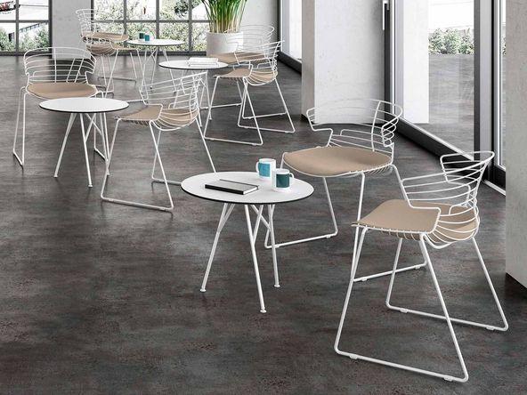 Lot de 2 tables basses Dextra Etner avec plateau compact et piètement 3 pieds métal_0