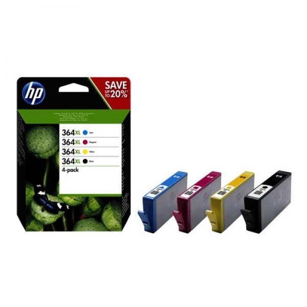 Pack de 4 cartouches d'encre HP 364XL - haute autonomie - noir, cyan, magenta, jaune - original N9J74AE_0