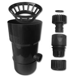 Récupérateur Collecteur Eau de Pluie PVC pour Gouttière D. 100 mm avec Raccords ABS (Gris Noir) - D-Work - gris 3664100209847_0