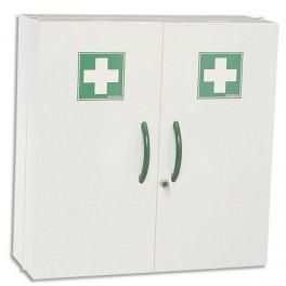 ROSSIGNOL ARMOIRE À PHARMACIE BLANCHE 2 PORTES FERMETURE MAGNÉTIQUE ET SERRURE À CLÉ L52 X H54 X P20 CM