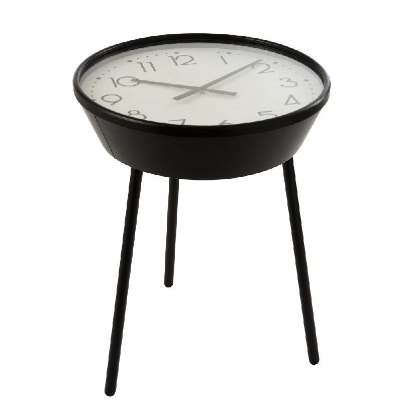 TABLE BASSSE HORLOGE CHIFFRES ARABES BARA RONDE EN MÉTAL NOIR_0