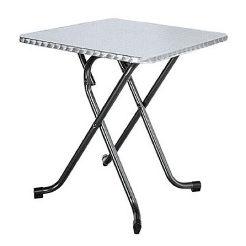 TABLE PLIANTE LORRAINE INOX - L. 70 X P. 70 CM, PLATEAU  , PIÉTEMENTS NOIR