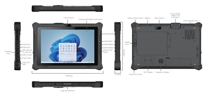 Tablette PC durcie à écran 10,1 pouces IPS - Windows 11 / Windows 10 - WR10A- StrongPad - IP65 / 4G/5G pour interventions terrain_1