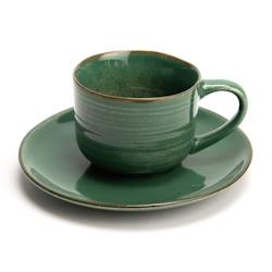 Tasse à thé avec sous tasse Jade x6 -  Vert Rond Grès Amadeus - vert Grès 3520071868363_0