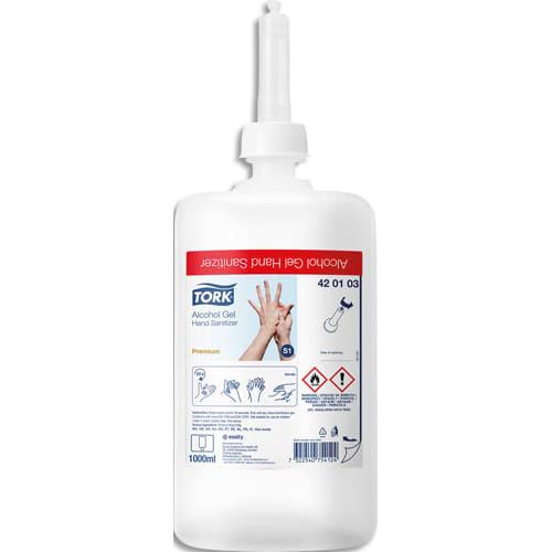 Tork lot de 6 recharges d 1 litre de gel hydro-alcoolique liquide transparent pour distributeur s1_0