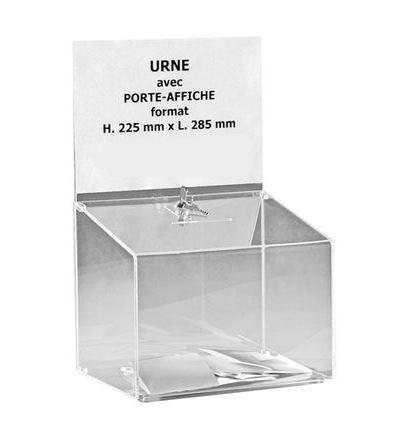 Urne sécurisée en plexi translucide avec porte-affiche - Capacité 500 bulletins_0