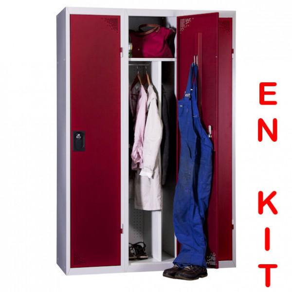 Vestiaire industrie salissante démontable - 3 cases Rouge - norme AFNOR D 65-760 - Marque Rolléco_0