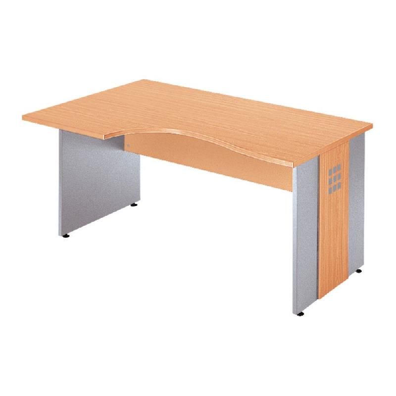 BUREAU COMPACT RETOUR À GAUCHE AXIOME - L. 160 X P. 100 CM - PLATEAU HÊTRE - PIEDS PLEINS ALUMINIUM