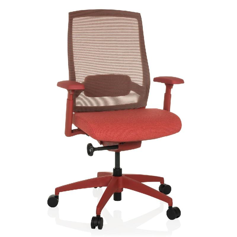 Chaise de bureau / chaise pivotante COLORE dossier résille / assise tissu rouge hjh OFFICE - rouge polyester 657702_0