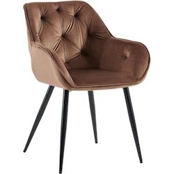 CLP Chaise de salle à manger Cassis en Velours avec Piètement en Métal noir Velours/Marron - marron textile 324471_0