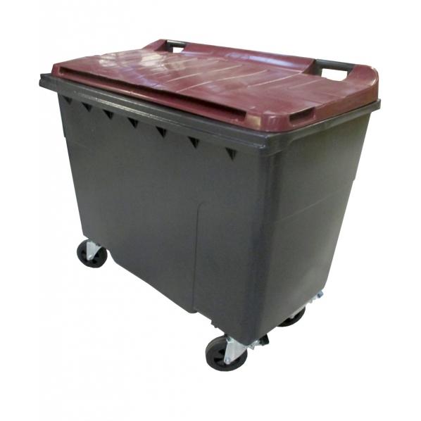 Conteneur poubelle bicolore Sulo - 500 litres - Gris/Rouge Grenat (RAL 3000) - 4 roues avec freins - Charge 200 kg_0