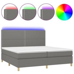 Décoshop26 - Lit LED avec sommier, tête de lit réglable et matelas 200x200 cm - Tissu gris foncé_0