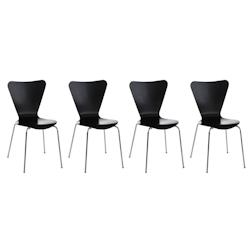 Décoshop26 - Lot de 4 chaises de séjour bureau en bois noir et métal CDS10114 - noir 3000205387026_0