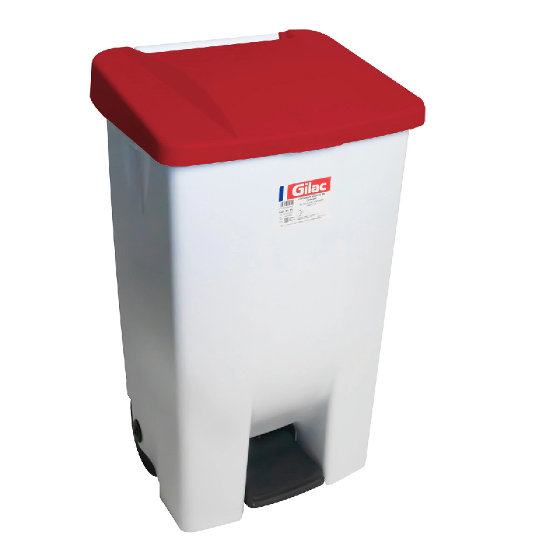 GILAC Poubelle à pédale économique 60 L, 80 L, 120 L - avec roues - 5 couleurs - 80 L - Rouge G618109 - rouge 3573678694743_0
