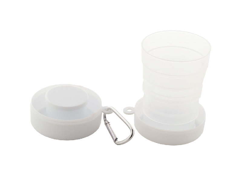 Gobelet pliable publicitaire - plastique PP recyclé - 220 ml avec pilulier et mousqueton_0