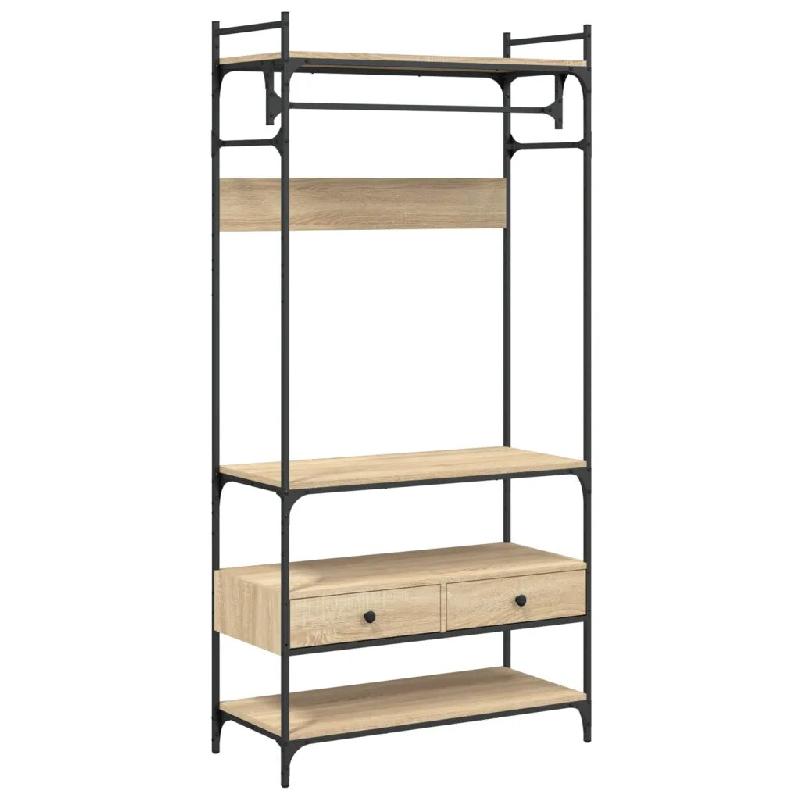 Helloshop26 - Armoire à tiroirs design minimaliste rangement 89 x 39 x 185 cm en bois d'ingénierie chêne sonoma 02_0049391 - métal 3000235820852_0