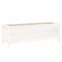 Helloshop26 - Jardinière bac lit surélevé plantes fleurs terrasse jardin de jardin 119,5 x 40 x 39 cm bois de pin massif blanc 02_0039321 - 3000218_0