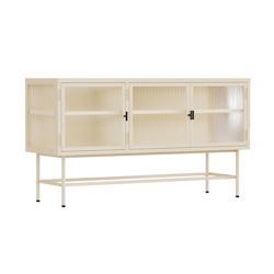 Oviala Business Buffet moderne 3 portes 120 cm en métal et verre écru - blanc acier 113965_0