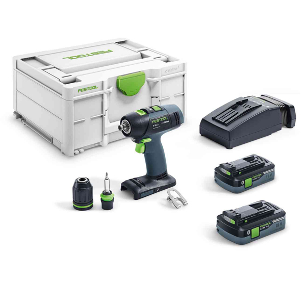 PERCEUSE-VISSEUSE FESTOOL T 18+3 HPC 4,0 I-PLUS 2 BATTERIES 4,0AH CHARGEUR TCL 6