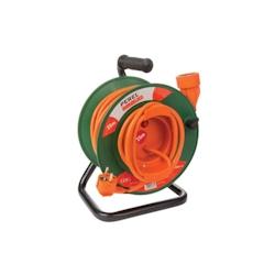 Perel Rallonge électrique sur enrouleur - usage intérieur - terre allemande - protection thermique - 25 m - 3G1.5 - orange/vert - EGCR25N2-G_0