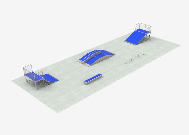 Rampe skate - Pack Variante B - Aire 10x27m - Modules de skatepark_0