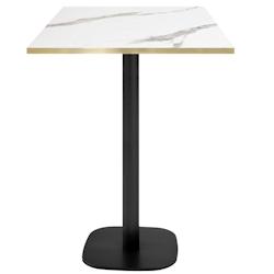 Restootab - Mange-debout 60x60cm - modèle Round marbre blanc chants laiton - blanc TB-ROUFF-6060M-MB.BLA-LAI_0