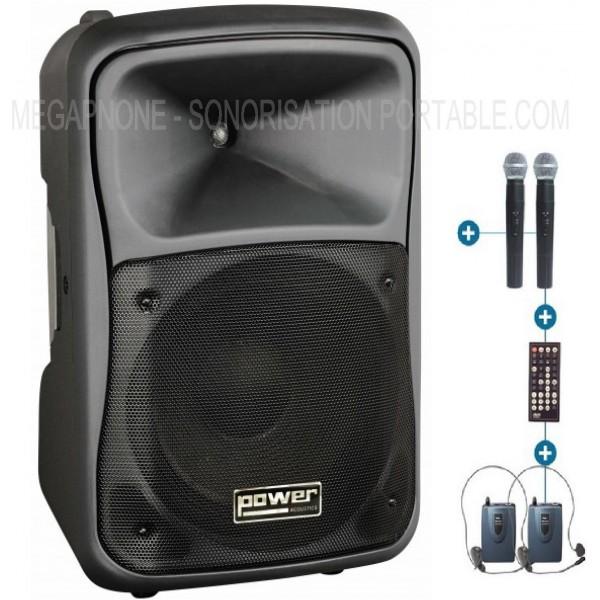 Sono portable BE 9515 PT ABS - 300 Watts - DVD/LASER/USB Bluetooth - 2 micros HF à main et serre-tête_0